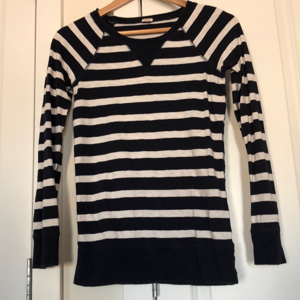 J Crew Stripped Crew Neck Popover Tee Sz XS